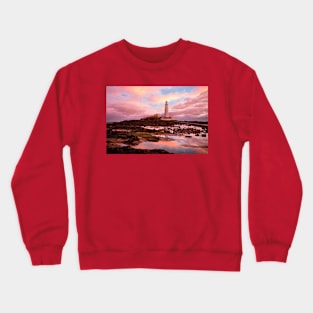 Pink and Blue sunrise at St Mary's Island Crewneck Sweatshirt